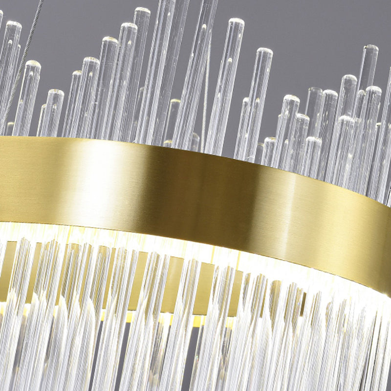 Candelera colgante de forma de rueda Crystal de estilo contemporáneo 1 Luz de lámpara de luz en oro