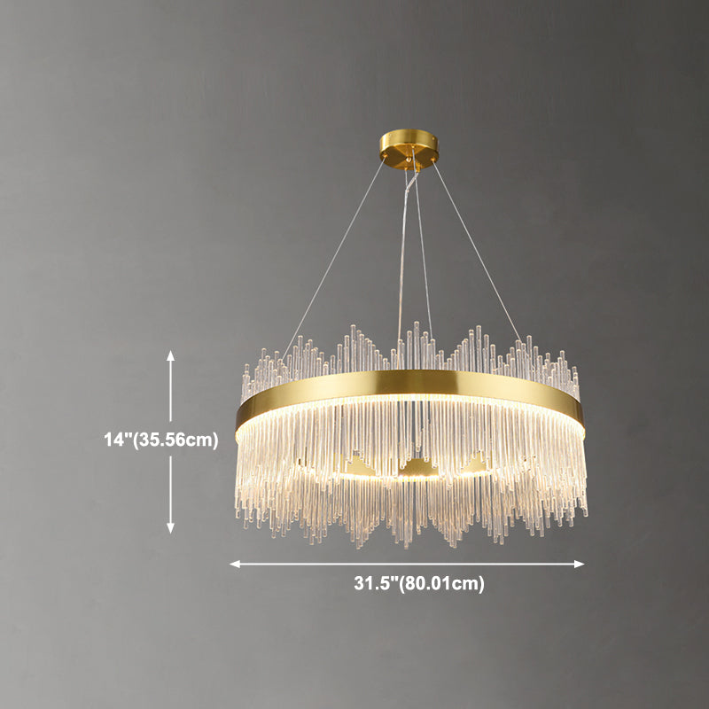 Candelera colgante de forma de rueda Crystal de estilo contemporáneo 1 Luz de lámpara de luz en oro