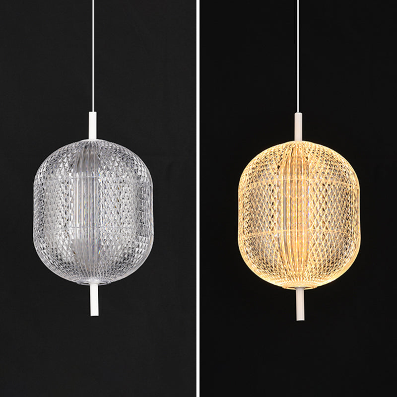 Geometry Shape Metal Hanging Ceiling Light Modern Style 1 Light Pendant Light in White