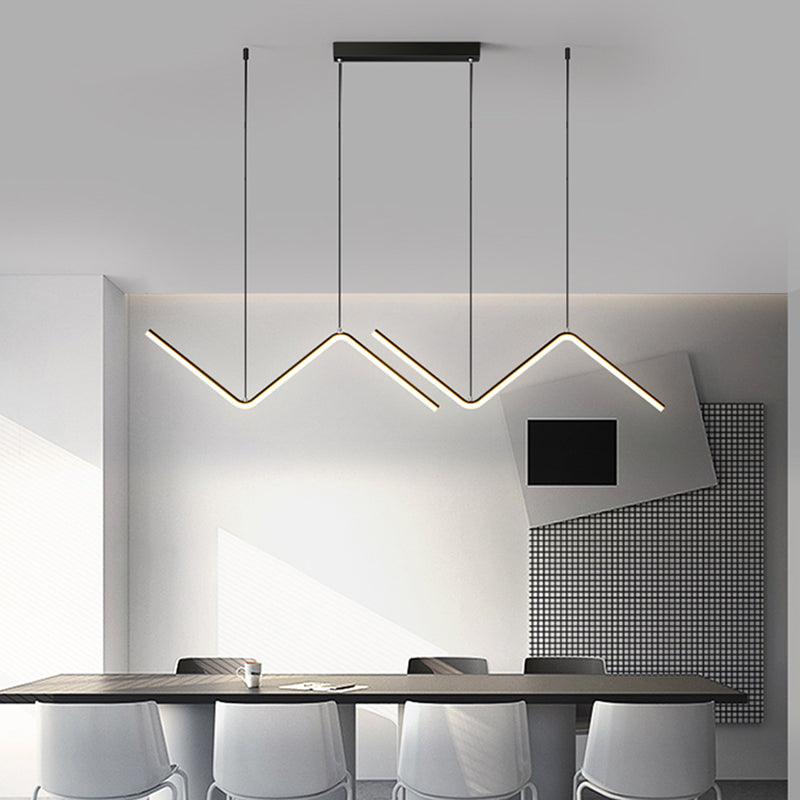 Estilo moderno Luces de isla de forma lineal Metal 2 Iluminación de la isla de la luz en negro