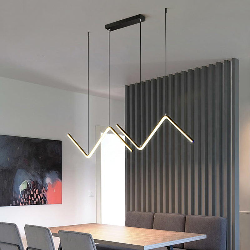 Estilo moderno Luces de isla de forma lineal Metal 2 Iluminación de la isla de la luz en negro