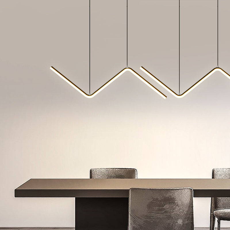 Estilo moderno Luces de isla de forma lineal Metal 2 Iluminación de la isla de la luz en negro