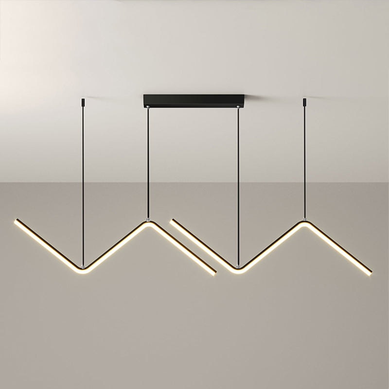 Estilo moderno Luces de isla de forma lineal Metal 2 Iluminación de la isla de la luz en negro