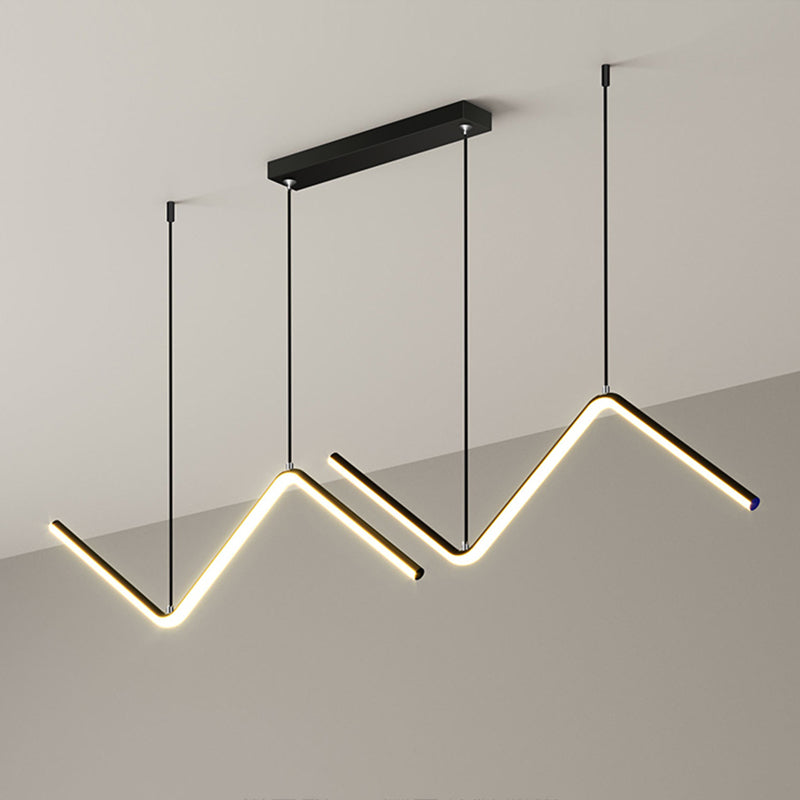 Modern Style Linear Shape Island Lights Metal 2 Light Island Lighting in Black