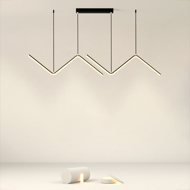 Estilo moderno Luces de isla de forma lineal Metal 2 Iluminación de la isla de la luz en negro
