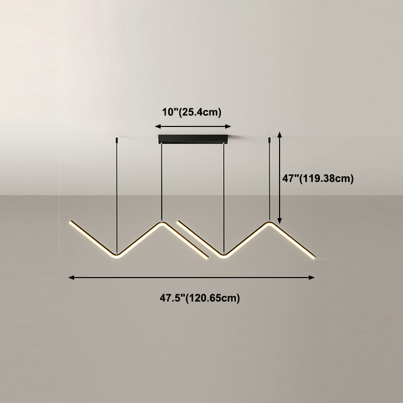 Estilo moderno Luces de isla de forma lineal Metal 2 Iluminación de la isla de la luz en negro