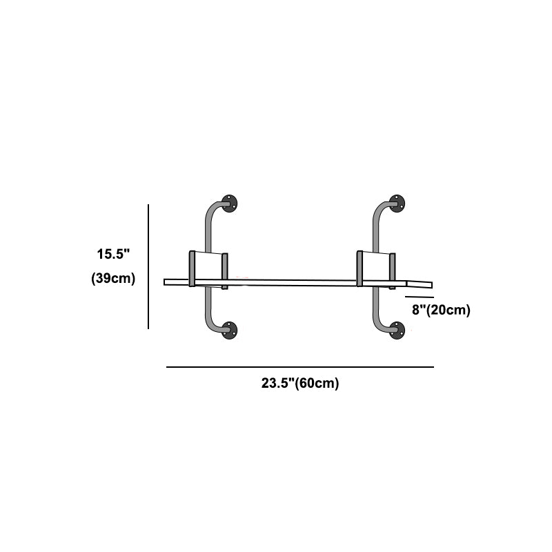 Industrial Wall Unit Bookshelf Black Iron Frame Brown Solid Wood Shelf Bookshelf