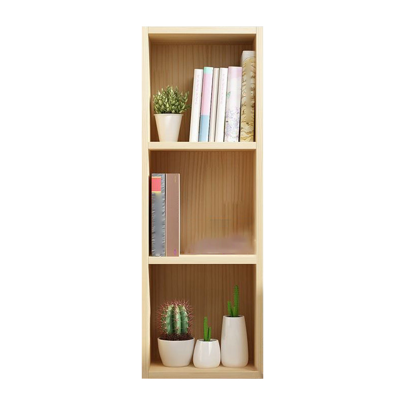 Scandinavian Pine Standard Bookshelf Vertical Closed Back Bookshelf for Living Room