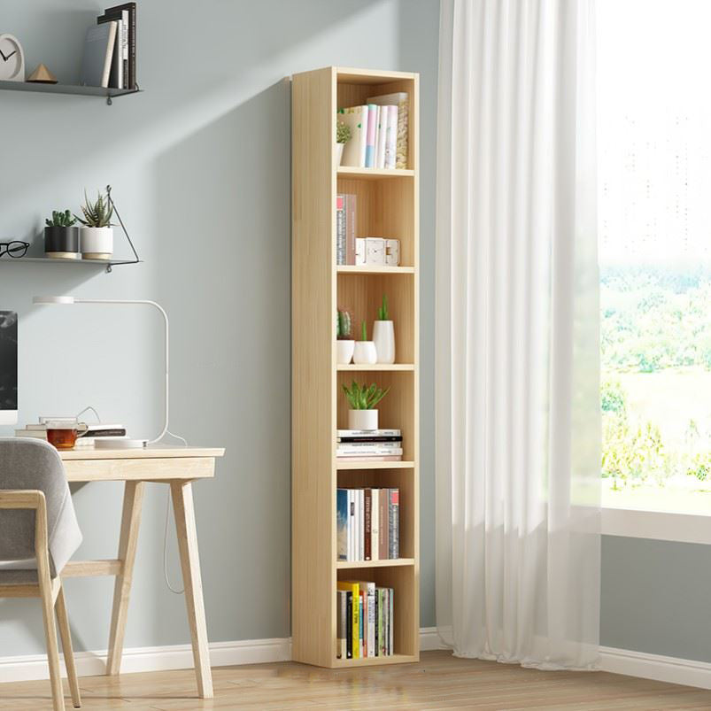 Scandinavian Pine Standard Bookshelf Vertical Closed Back Bookshelf for Living Room