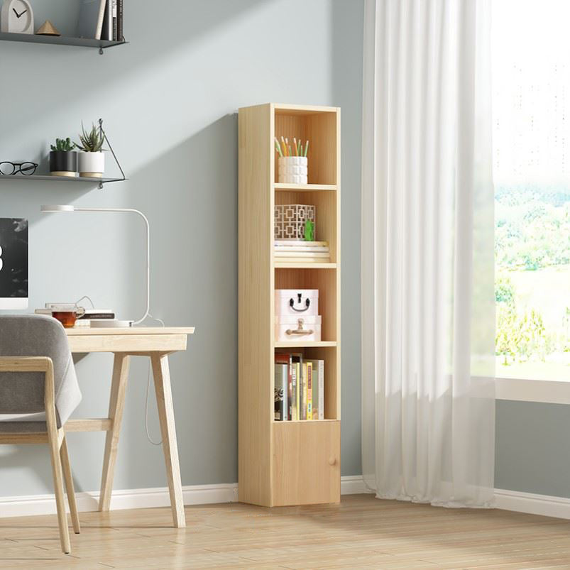 Scandinavian Pine Standard Bookshelf Vertical Closed Back Bookshelf for Living Room