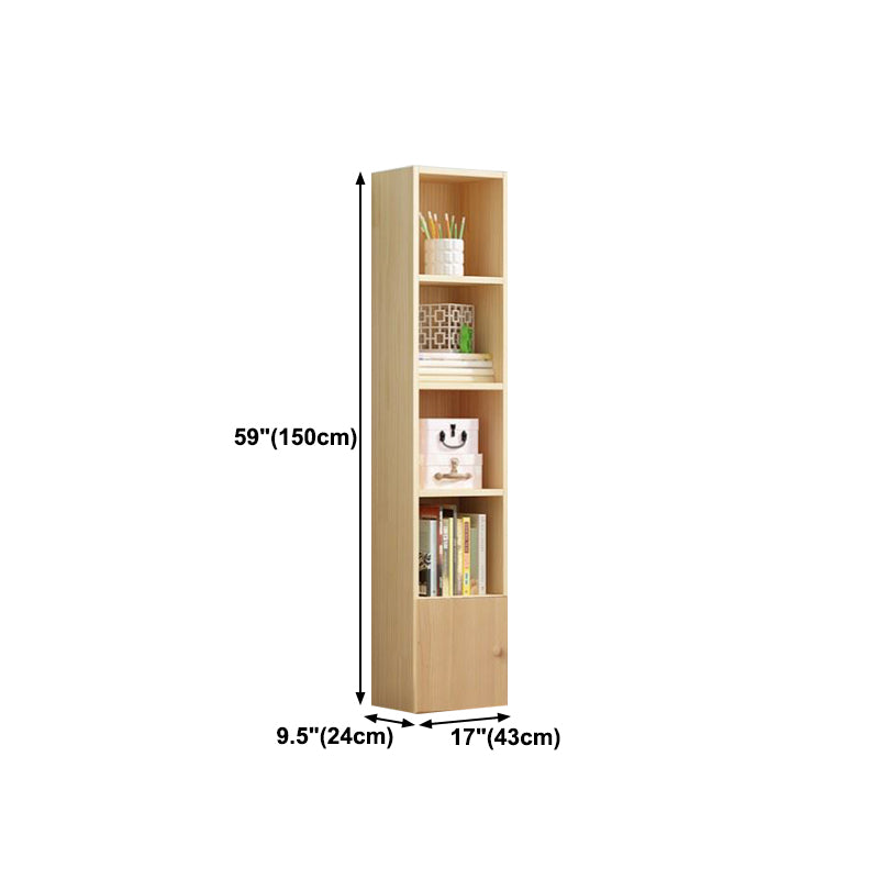 Scandinavian Pine Standard Bookshelf Vertical Closed Back Bookshelf for Living Room