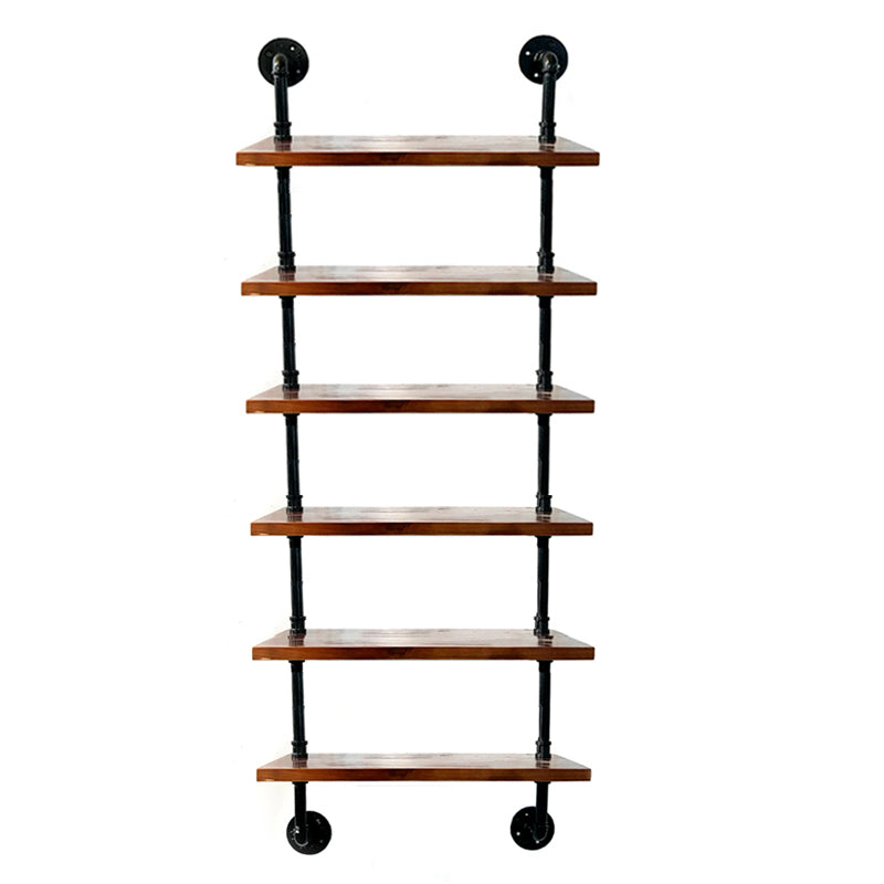 Industrial Style Bookshelf Wall Mounted Solid Wood Bookcase for Home Office