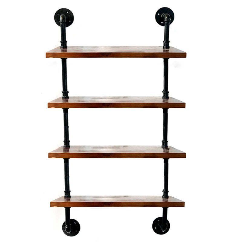 Industrial Style Bookshelf Wall Mounted Solid Wood Bookcase for Home Office