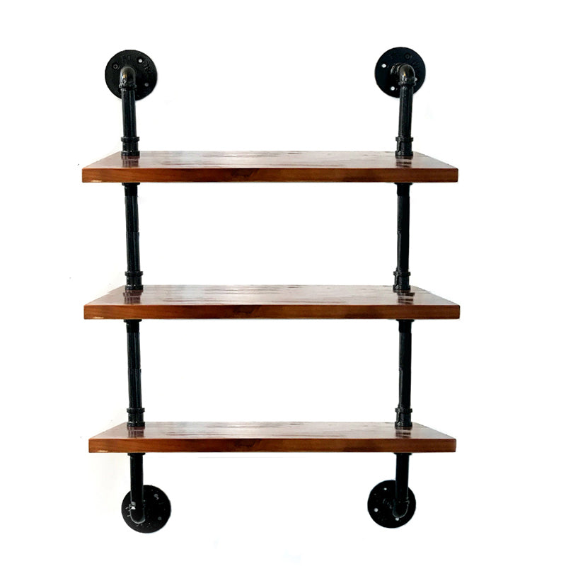 Industrial Style Bookshelf Wall Mounted Solid Wood Bookcase for Home Office