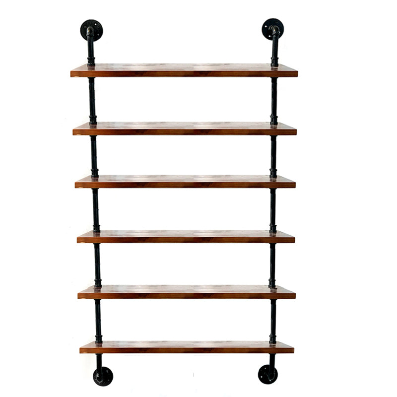 Industrial Style Bookshelf Wall Mounted Solid Wood Bookcase for Home Office