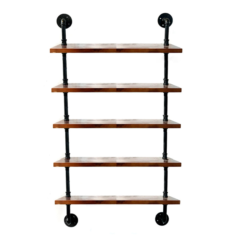 Industrial Style Bookshelf Wall Mounted Solid Wood Bookcase for Home Office
