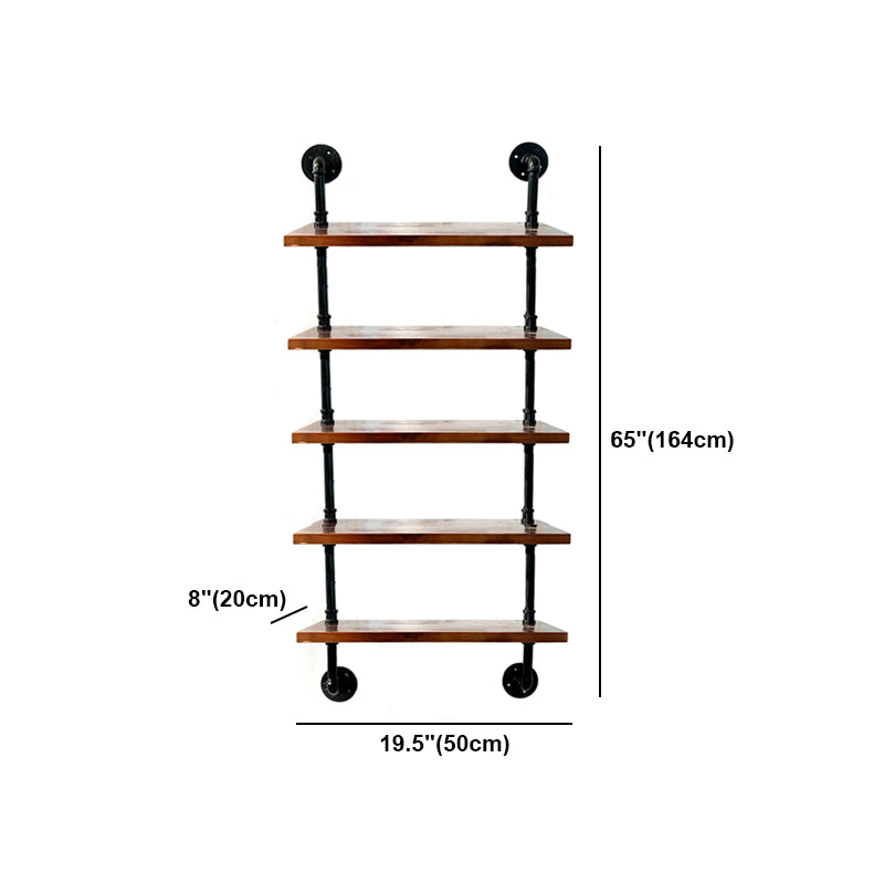 Industrial Style Bookshelf Wall Mounted Solid Wood Bookcase for Home Office