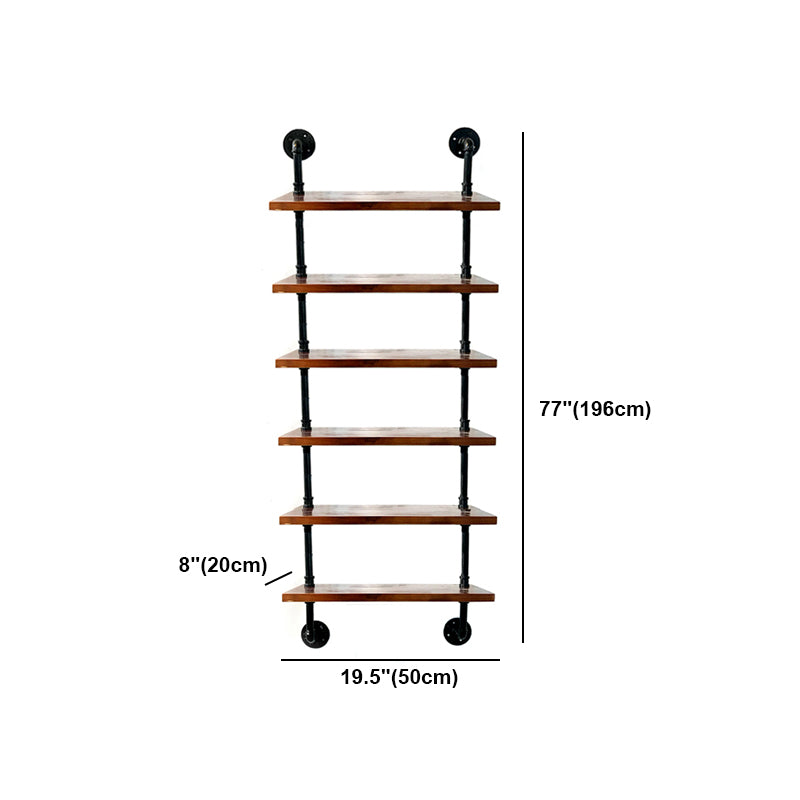 Industrial Style Bookshelf Wall Mounted Solid Wood Bookcase for Home Office