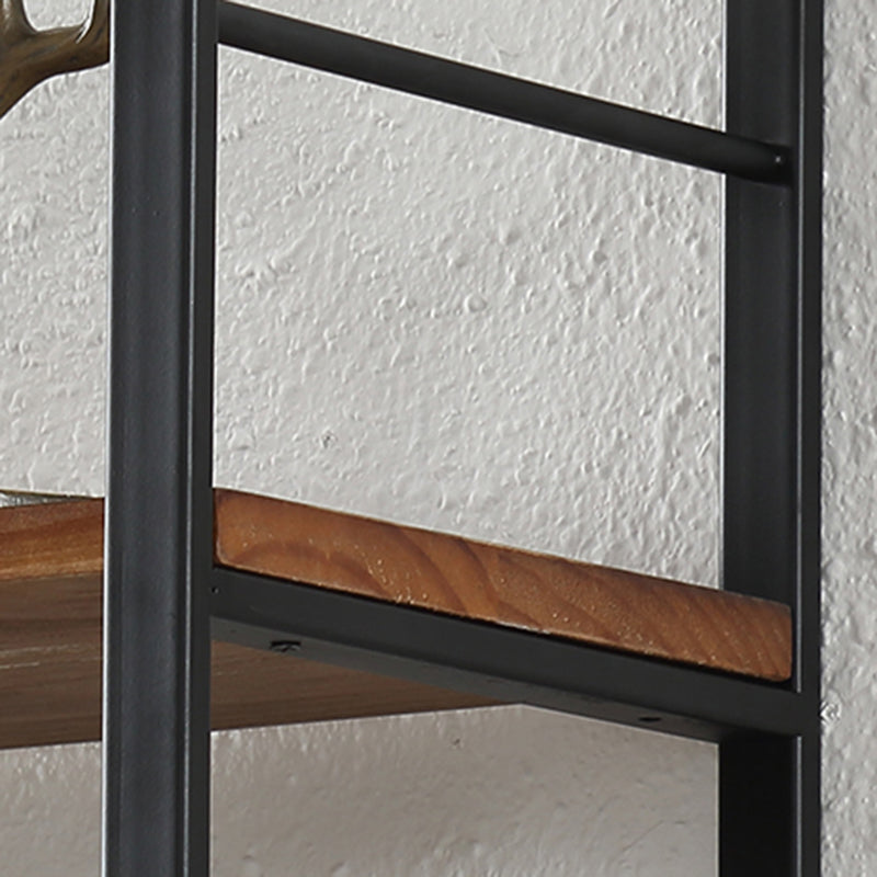 Wall Unit Industrial Bookshelf with Iron Frame Pine Wood Shelf