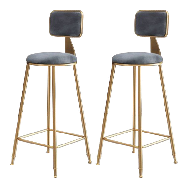 Glam Armless Backrest Counter Stool Iron Cafe Bar Stool with Velvet Cushion and Pedal