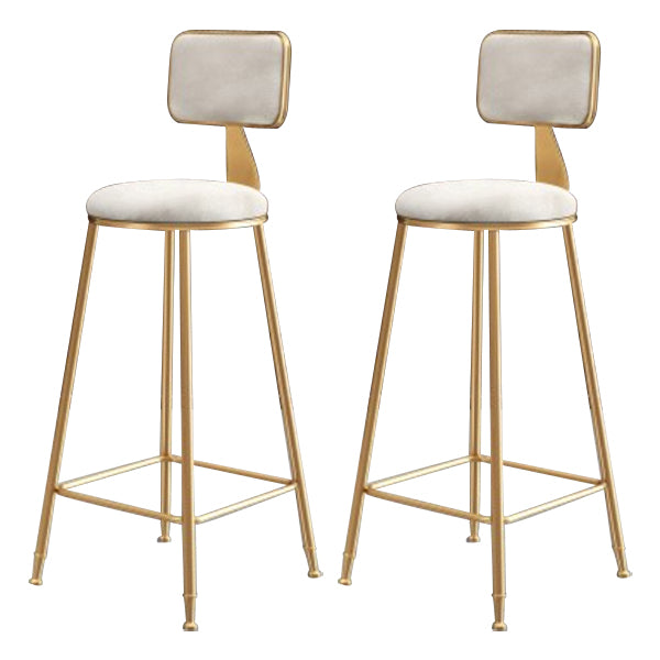 Glam Armless Backrest Counter Stool Iron Cafe Bar Stool with Velvet Cushion and Pedal