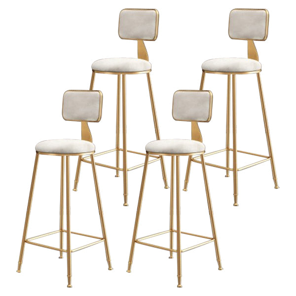 Glam Armless Backrest Counter Stool Iron Cafe Bar Stool with Velvet Cushion and Pedal