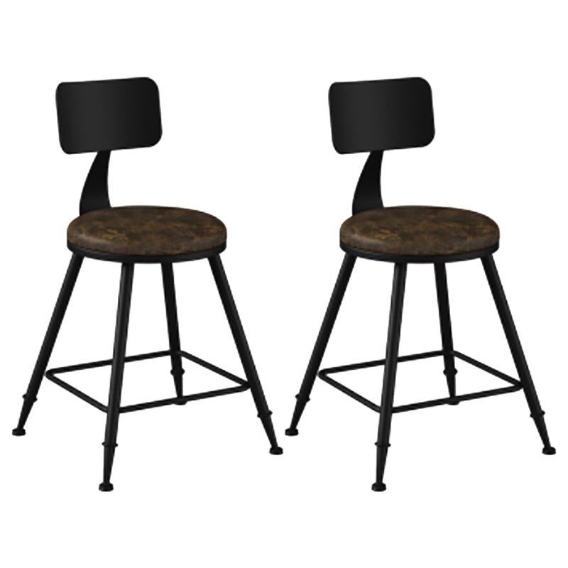 Modern Backrest Counter Stool Iron Cafe Bar Stool with Leather Cushion and Pedal
