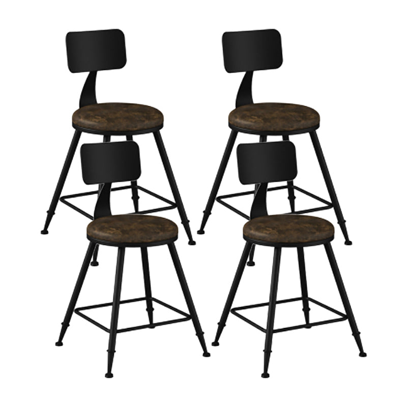 Modern Backrest Counter Stool Iron Cafe Bar Stool with Leather Cushion and Pedal