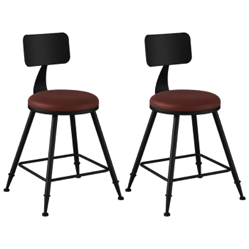 Modern Backrest Counter Stool Iron Cafe Bar Stool with Leather Cushion and Pedal