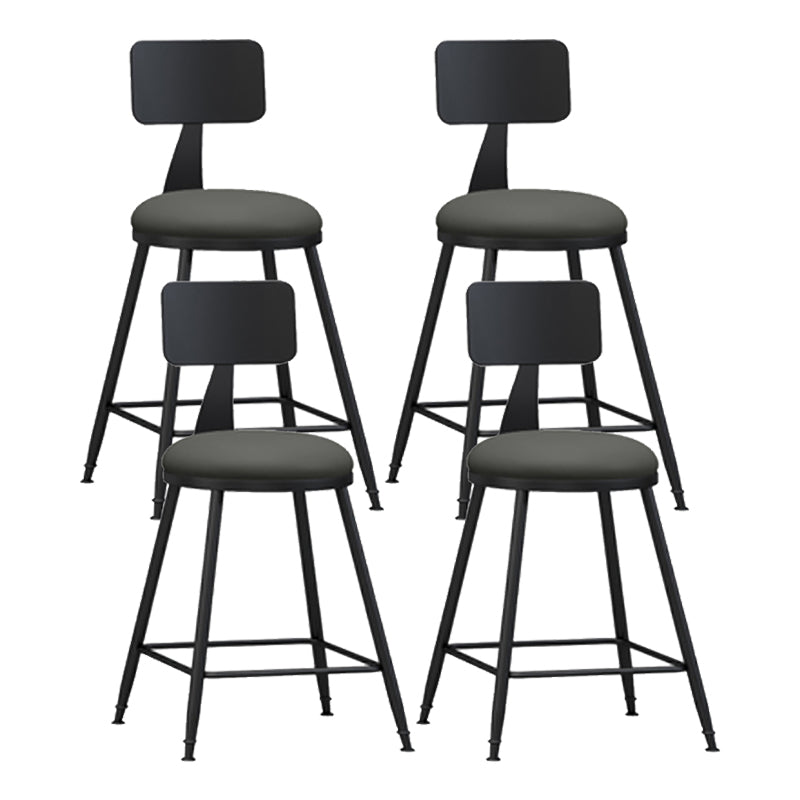 Modern Backrest Counter Stool Iron Cafe Bar Stool with Leather Cushion and Pedal