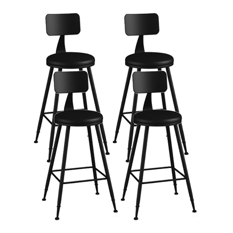 Modern Backrest Counter Stool Iron Cafe Bar Stool with Leather Cushion and Pedal