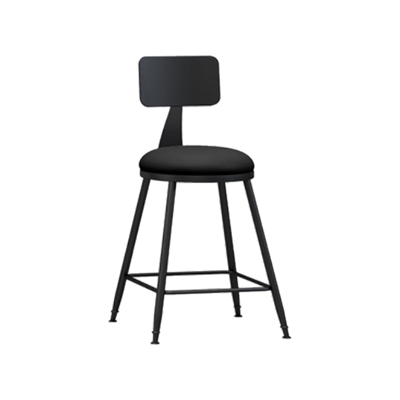 Modern Backrest Counter Stool Iron Cafe Bar Stool with Leather Cushion and Pedal