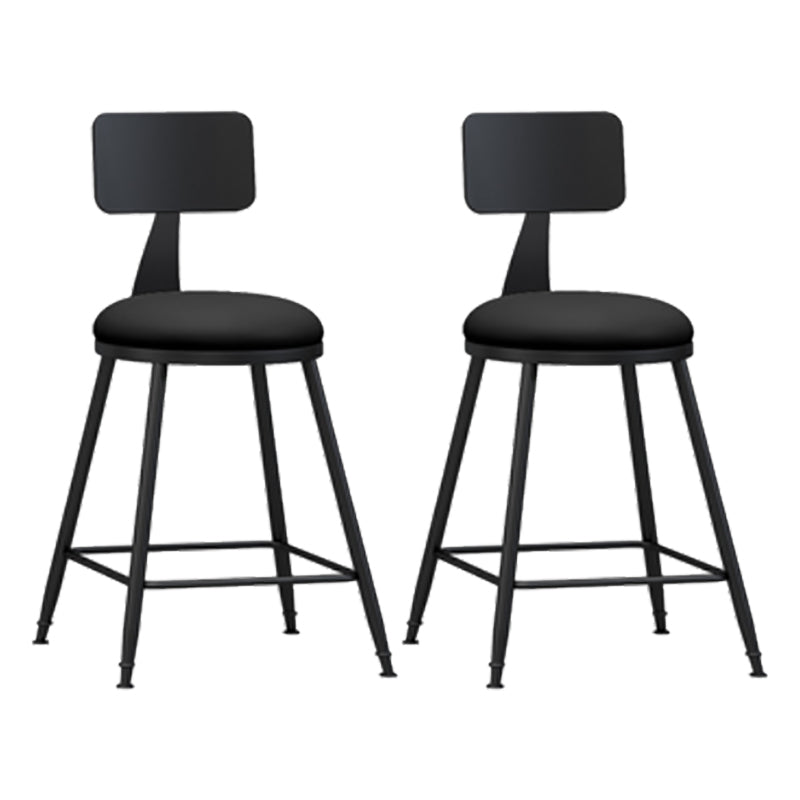 Modern Backrest Counter Stool Iron Cafe Bar Stool with Leather Cushion and Pedal