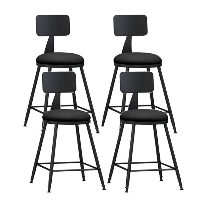Modern Backrest Counter Stool Iron Cafe Bar Stool with Leather Cushion and Pedal