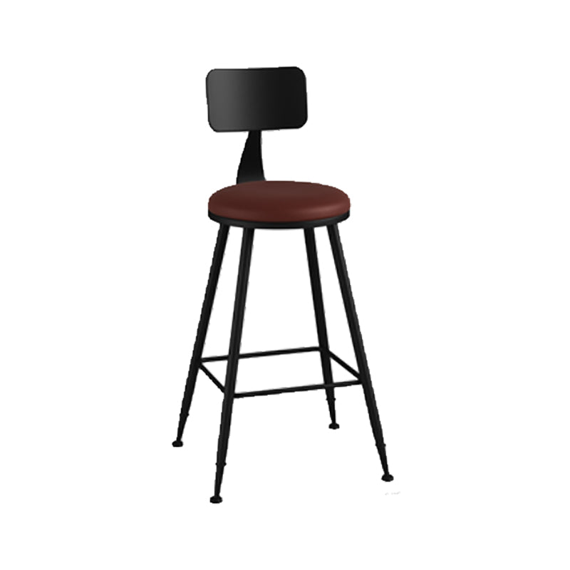 Modern Backrest Counter Stool Iron Cafe Bar Stool with Leather Cushion and Pedal
