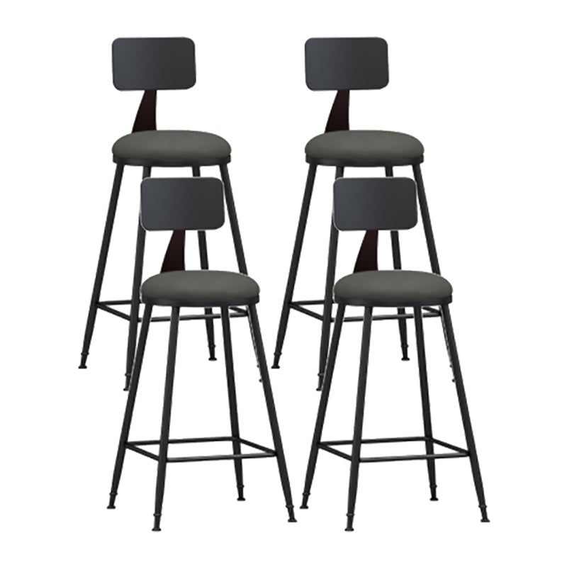 Modern Backrest Counter Stool Iron Cafe Bar Stool with Leather Cushion and Pedal