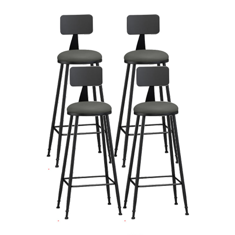 Modern Backrest Counter Stool Iron Cafe Bar Stool with Leather Cushion and Pedal