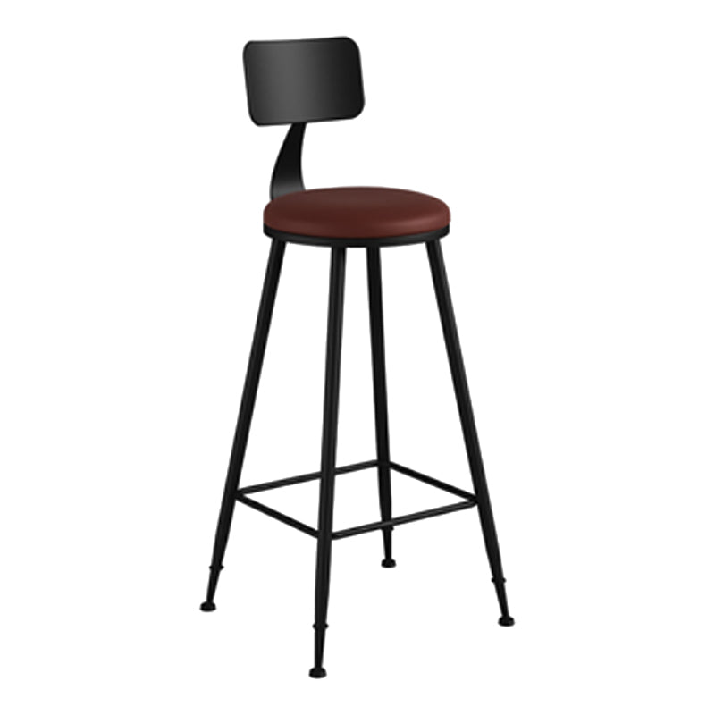 Modern Backrest Counter Stool Iron Cafe Bar Stool with Leather Cushion and Pedal