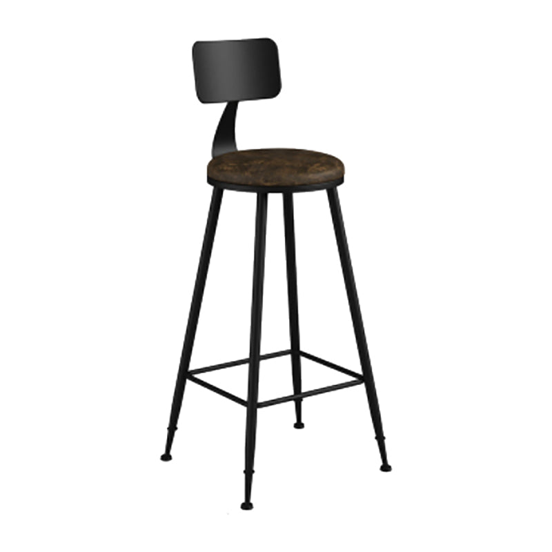 Modern Backrest Counter Stool Iron Cafe Bar Stool with Leather Cushion and Pedal