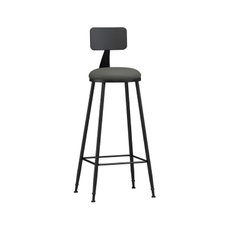 Modern Backrest Counter Stool Iron Cafe Bar Stool with Leather Cushion and Pedal