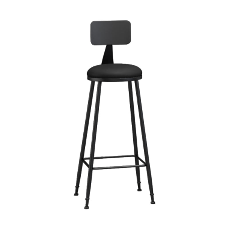 Modern Backrest Counter Stool Iron Cafe Bar Stool with Leather Cushion and Pedal