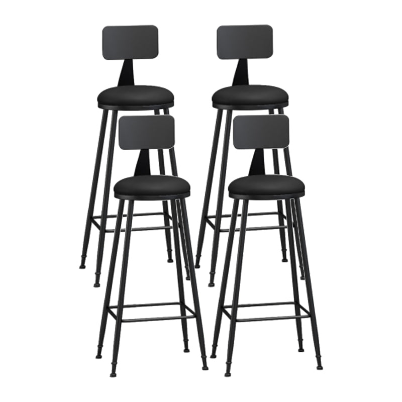 Modern Backrest Counter Stool Iron Cafe Bar Stool with Leather Cushion and Pedal