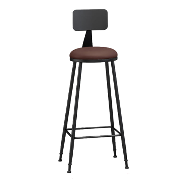 Modern Backrest Counter Stool Iron Cafe Bar Stool with Leather Cushion and Pedal
