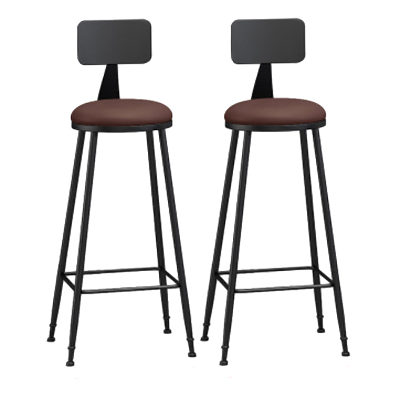 Modern Backrest Counter Stool Iron Cafe Bar Stool with Leather Cushion and Pedal