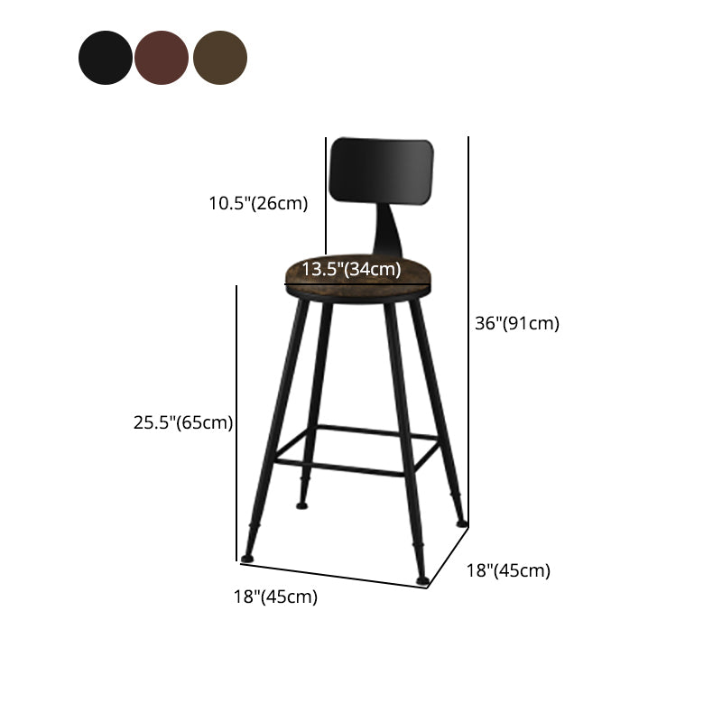 Modern Backrest Counter Stool Iron Cafe Bar Stool with Leather Cushion and Pedal