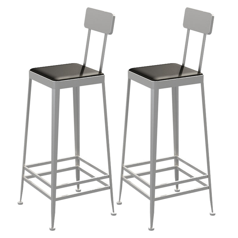 Contemporary Restaurant Iron Barstool Matte Finish Footrest Stool