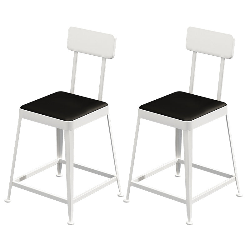Contemporary Restaurant Iron Barstool Matte Finish Footrest Stool