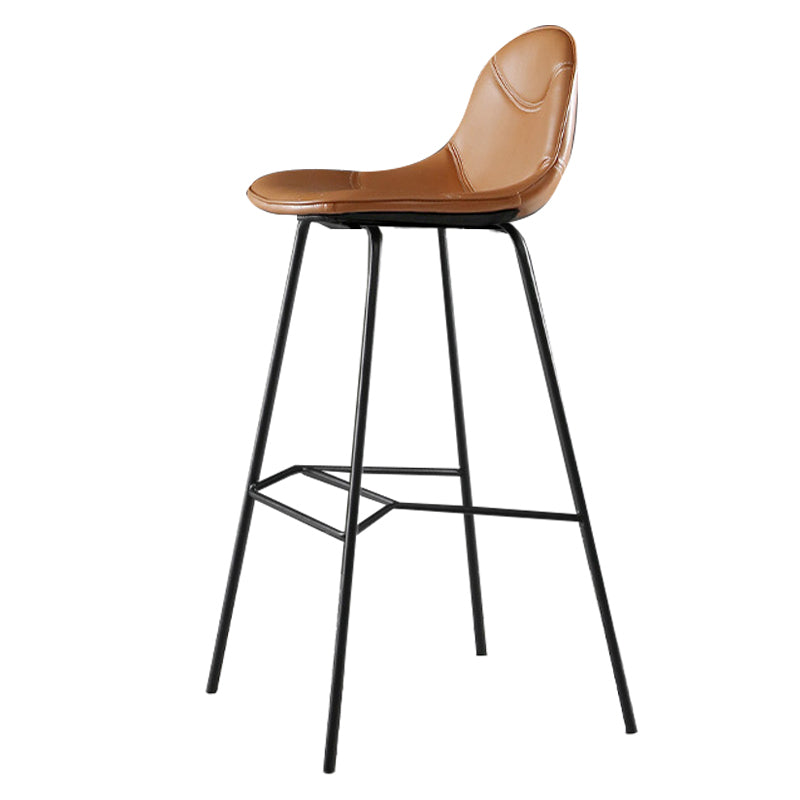 Contemporary Matte Finish Footrest Barstool Leather Home Stool