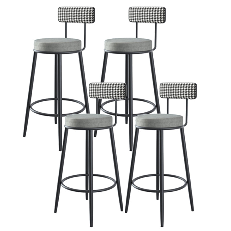 Modern Armless Backrest Counter Stool Iron Kitchen Bar Stool with Velvet Cushion and Pedal