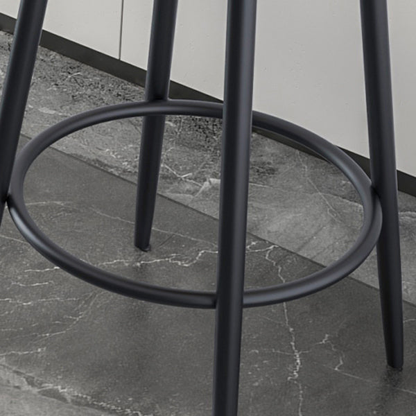 Modern Armless Backrest Counter Stool Iron Kitchen Bar Stool with Velvet Cushion and Pedal